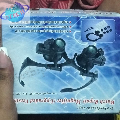 Kính lúp đeo mắt nhiều độ phóng đại LT-86K (10X, 15X, 20X và 25X) LED, nguồn Pin